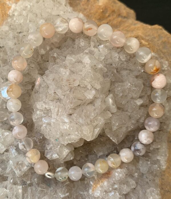 bracelet perles naturelles agate fleur