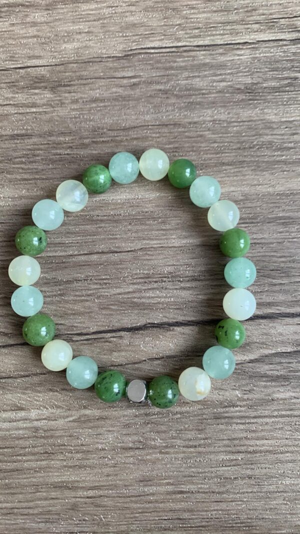 Jade, aventurine et serpentine bracelet chakra coeur en perles naturelles