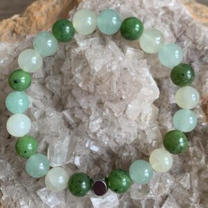 Bracelet chakra coeur en pierres naturelles de jade, aventurine et serpentine