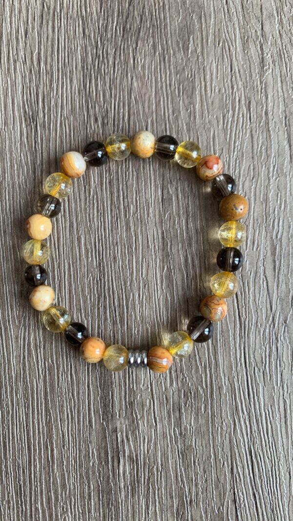 citrine, quartz fumé et agate crazy lace bracelet perles naturelles pour la confiance en soi