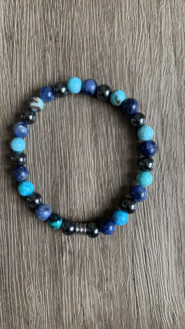 hématite, sodalite et opale bleue, bracelet perles naturelles confiance en soi