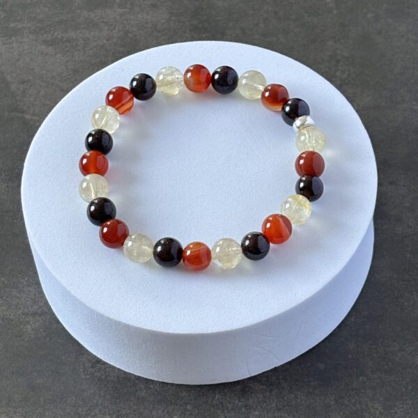 Bracelet bien-être anti-fatigue – pierres naturelles grenat, cornaline, citrine