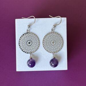 boucles d oreilles mandala perle amethyste femme