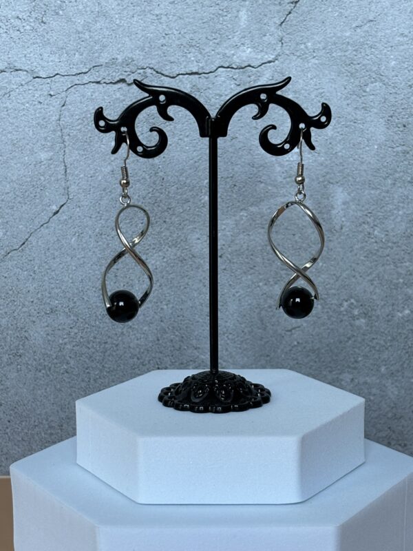 boucles d oreilles élégantes perle agate noire