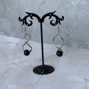boucles d oreilles perle agate noire femme