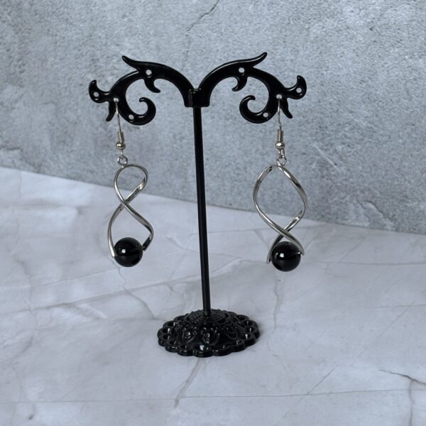 boucles d oreilles perle agate noire femme