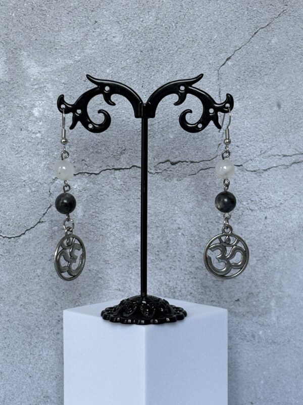 boucles d oreilles zen agate blanche labradorite
