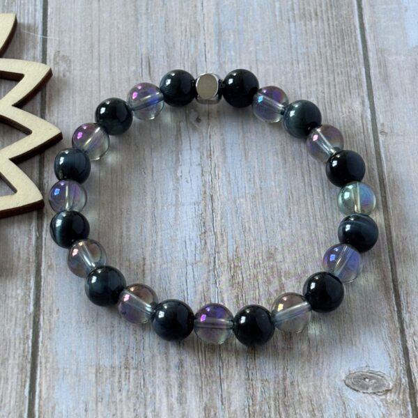 bracelet énergie et clarté aqua aura et œil de faucon