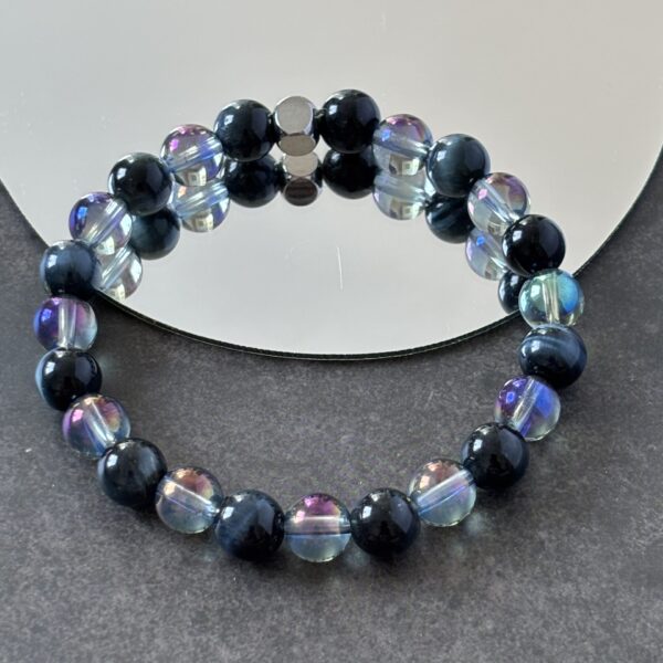 bracelet aqua aura œil de faucon pierre naturelle