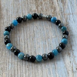 bracelet lithothérapie apatite hématite tourmaline