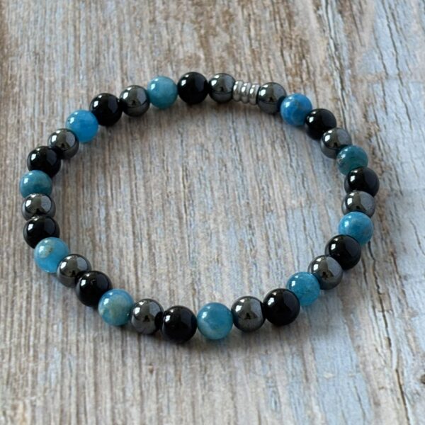 bracelet lithothérapie apatite hématite tourmaline