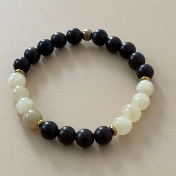 Bracelet jade jaune et bois d’ébène – pierre naturelle protectrice et harmonisante