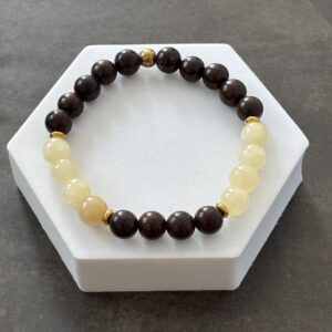 Bracelet jade jaune et bois d’ébène – bijou naturel énergétique et élégant