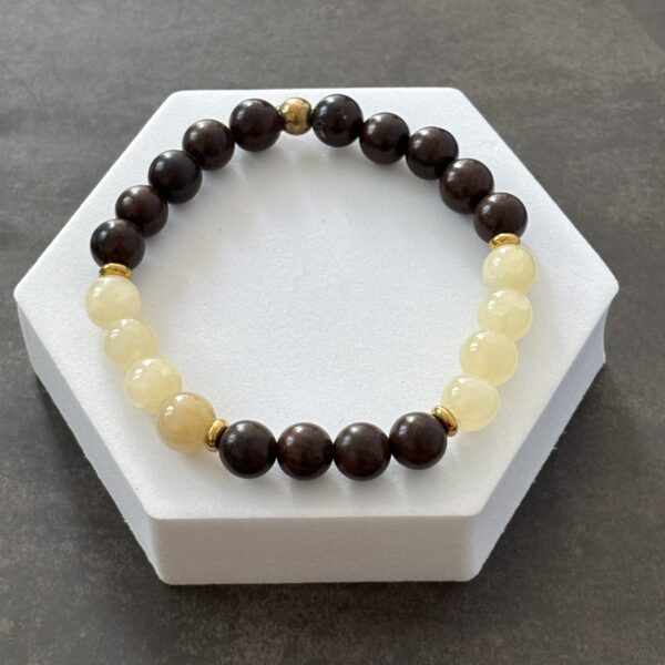 Bracelet jade jaune et bois d’ébène – bijou naturel énergétique et élégant