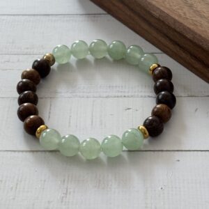 Bracelet aventurine verte et bois de Roble – pierre naturelle harmonisante et protectrice