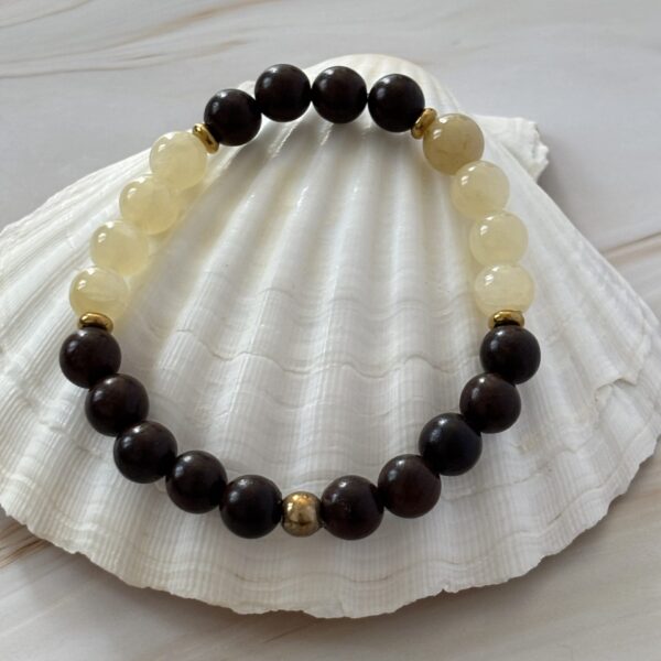 Bijou artisanal bracelet jade jaune et bois d’ébène – lithothérapie et bien-être