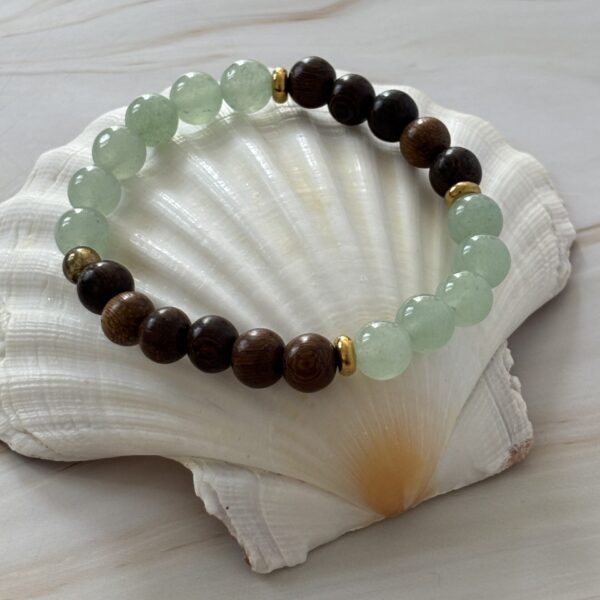 Bracelet aventurine verte et bois de Roble – bijou naturel apaisant et élégant