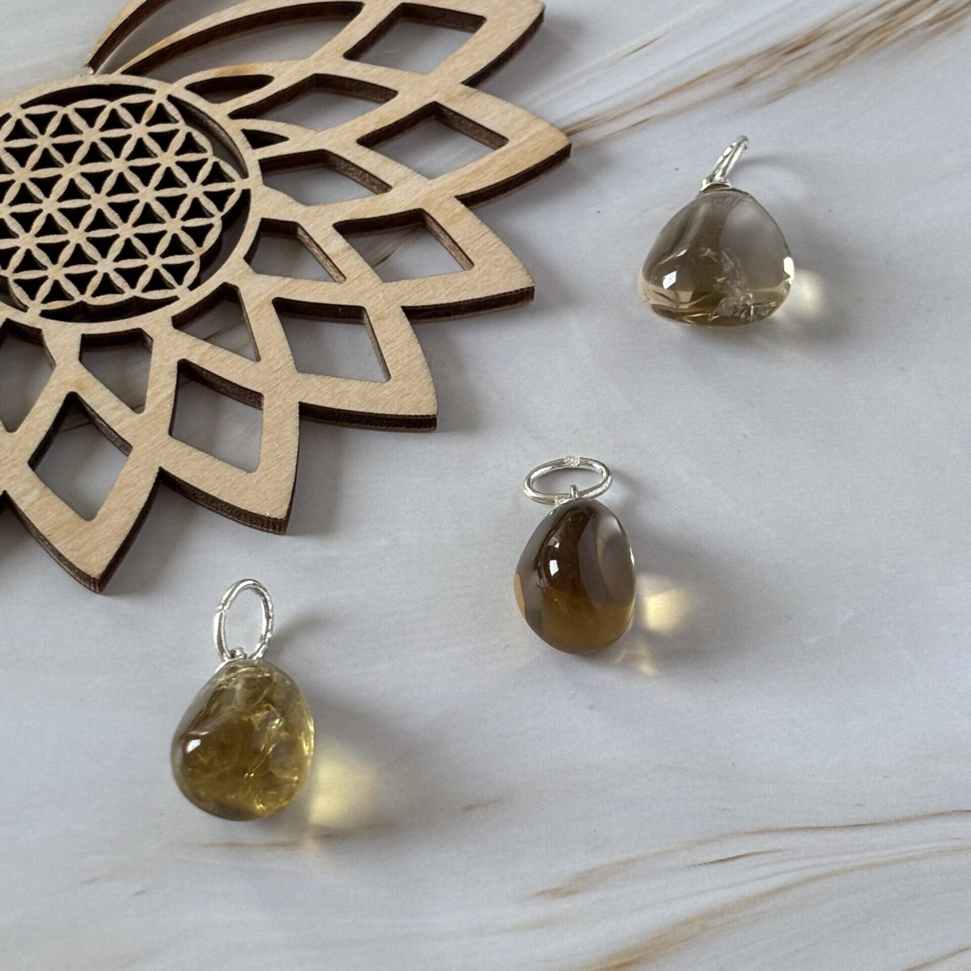 Bijou pendentif citrine authentique en pierre roulée