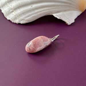 Pendentif rhodochrosite pierre roulée naturelle rose