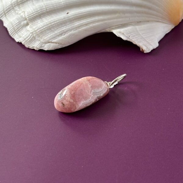 Pendentif rhodochrosite pierre roulée naturelle rose