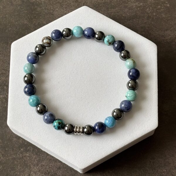 Bijou bien-être sur mesure hématite sodalite opale bleue
