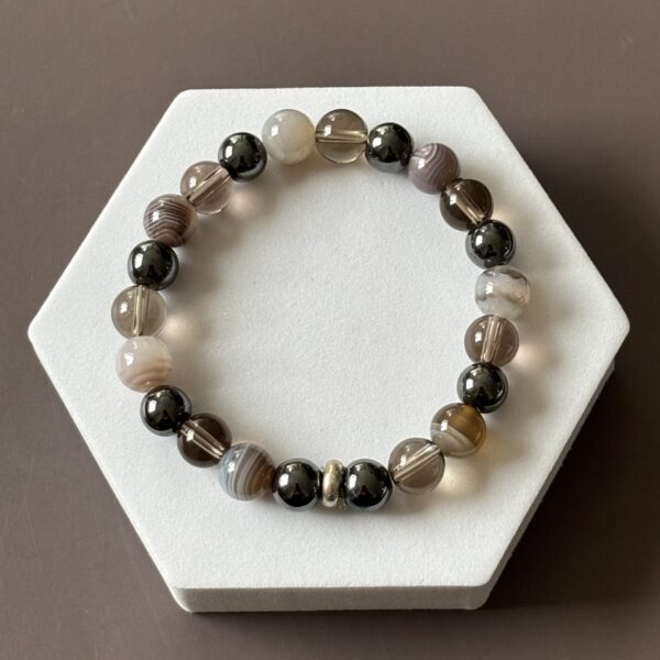 Bracelet fait main contre l'addiction agate hématite quartz fumé pierres naturelles