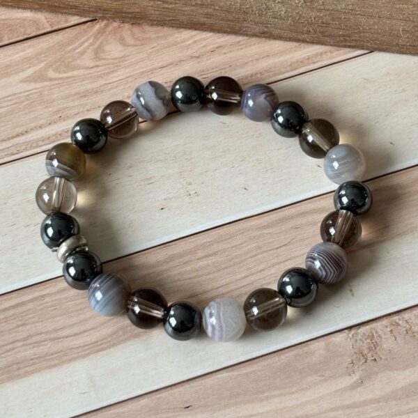Bijou sur mesure bien-être quartz fumé hématite agate