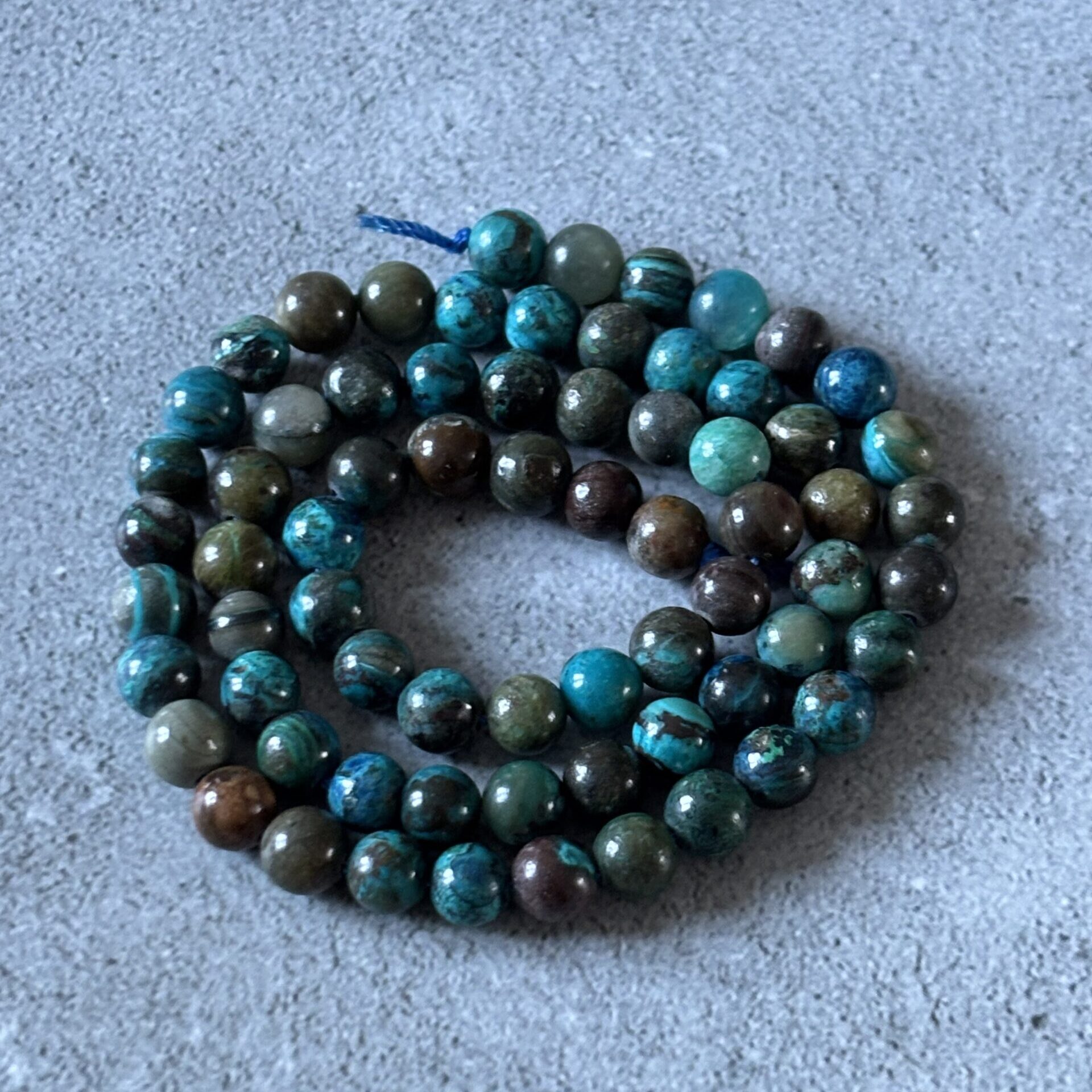 Perles 6 mm chrysocolle naturelles pour bijoux et créations artisanales