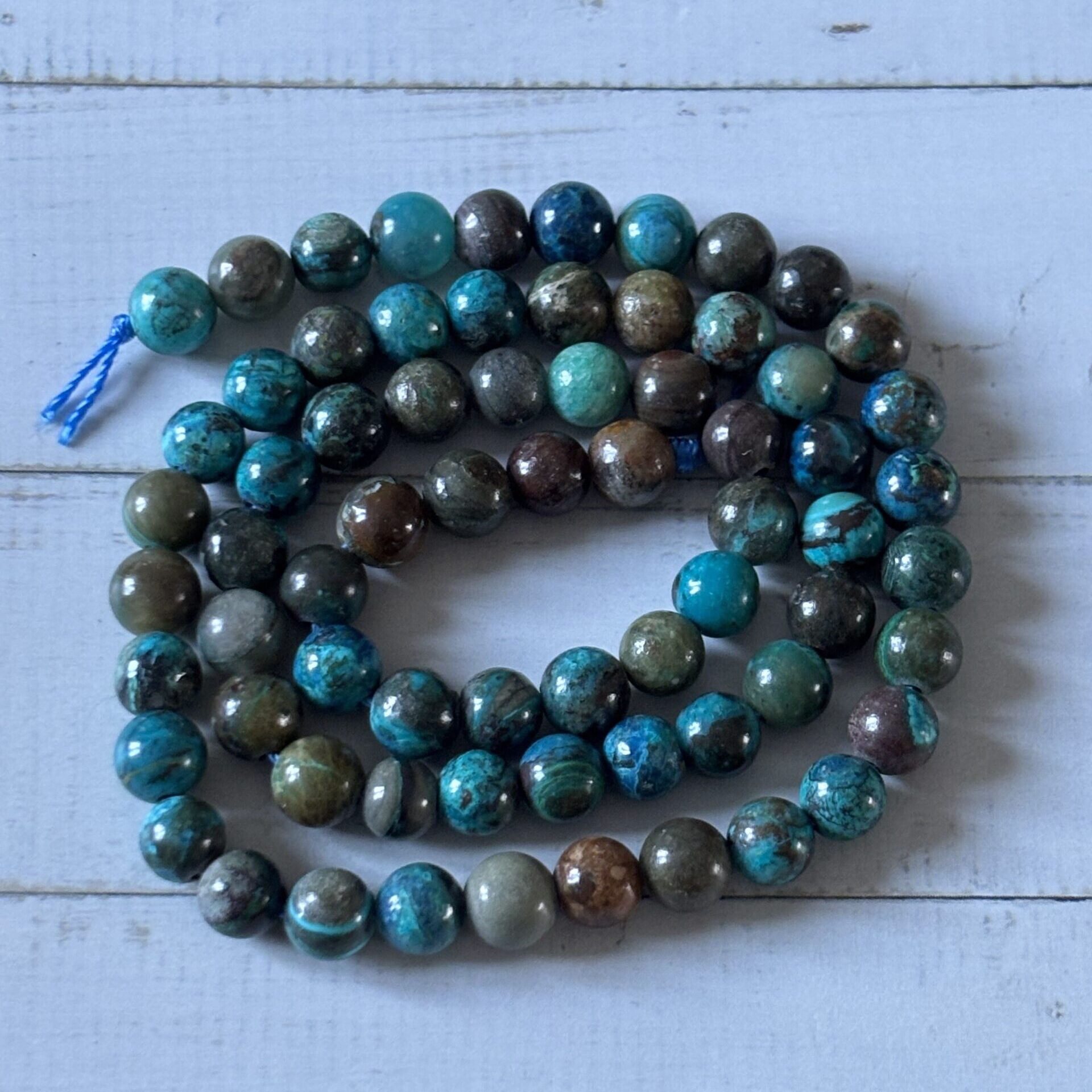 Perles de chrysocolle 6 mm pour bracelets, colliers et DIY