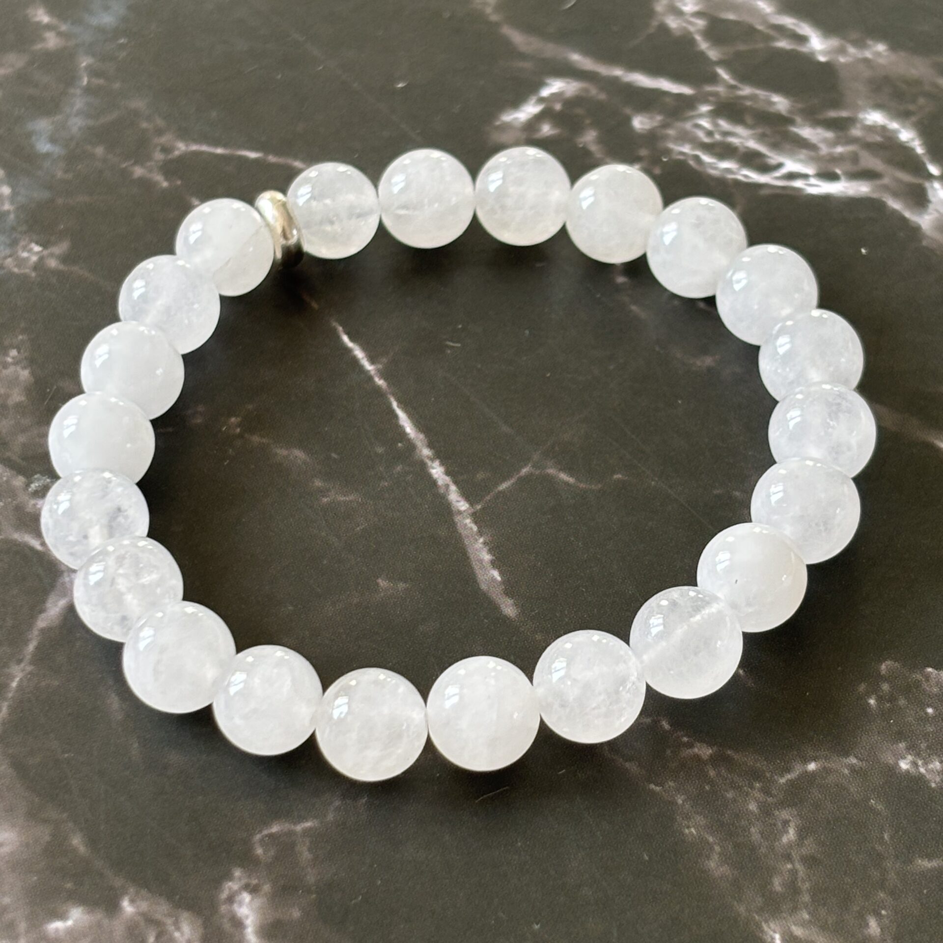 Bracelet Jade Blanc naturel en perles rondes — bijou bien-être pour harmonie