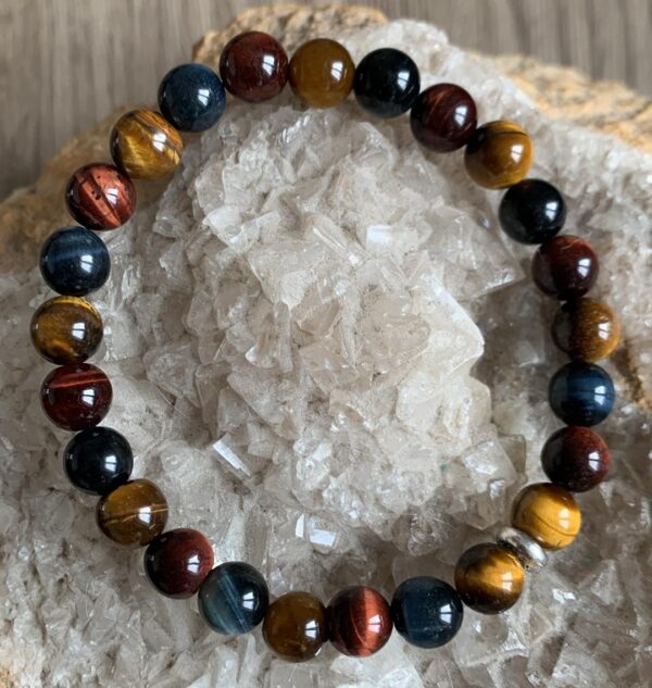 bracelet protection en pierres naturelles œil de tigre taureau faucon