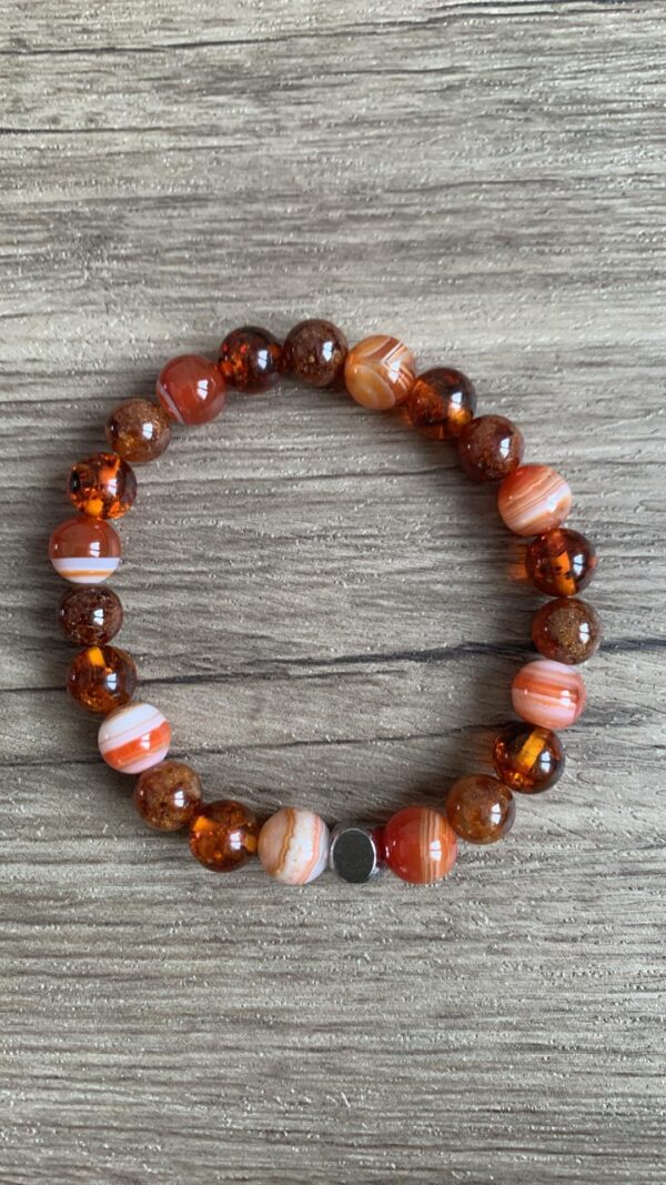 ambre, cornaline et grenat hessonite perles naturelles bracelet chakra sacré