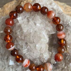 Bracelet chakra sacré en pierres naturelles de grenat hessonite, cornaline et ambre