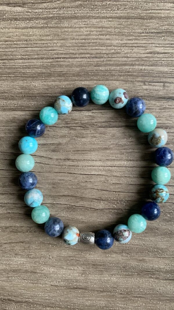 bracelet signe du zodiaque de la vierge en opale bleue, amazonite et sodalite