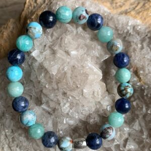 bracelet signe de la vierge sodalite amazonite et opale bleue