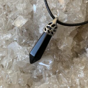 obsidienne noire pendentif pierre pointe