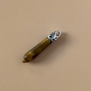 Bijou artisanal pendentif œil de tigre en pointe pour force, courage et confiance