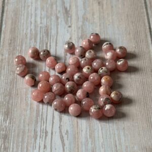 Perles naturelles 5 mm de rhodochrosite pour bijoux énergétiques