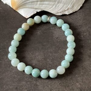 bracelet amazonite naturelle pierre apaisante fait main Secrets de Perles