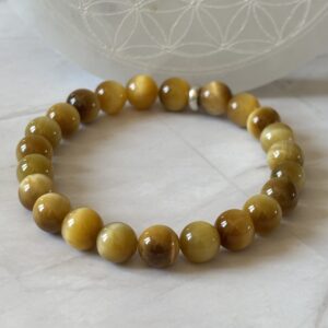 Bracelet en Œil de Tigre doré 8 mm — pierre naturelle pour courage et stabilité
