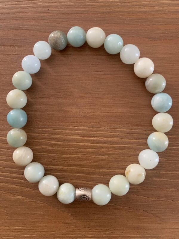 Bracelet pierre naturelle amazonite mixte perles 8 mm