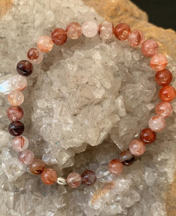 Bracelet pierre naturelle quartz hématoïde perles 6 mm