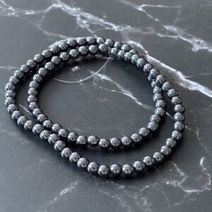 Perles 4 mm hématite pour bracelet et collier d'énergie et force