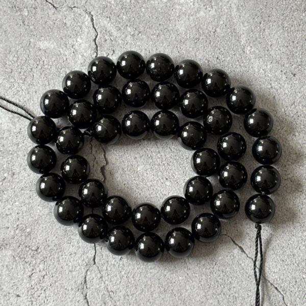 Perles gemmes 10 mm tourmaline noire bijoux, bracelets ou colliers