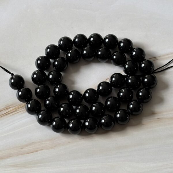 Perles rondes tourmaline noire 10 mm pour création bijoux lithothérapie