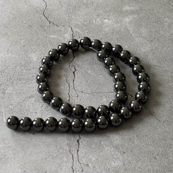 Fil de perles hématite 10 mm – Perles polies pour créations artisanales