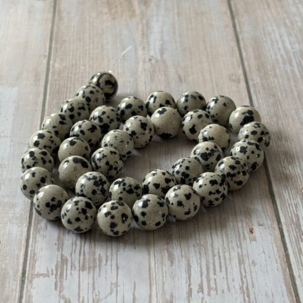 Perles rondes jaspe dalmatien 10 mm perles de lithothérapie