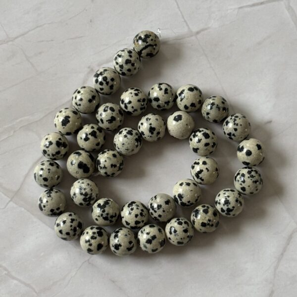 Perles 10 mm jaspe dalmatien naturelles pour bijoux artisanaux
