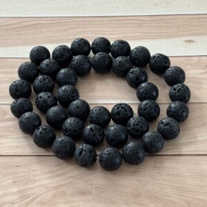 perles 10 mm en pierre de lave naturelle pour créations artisanales