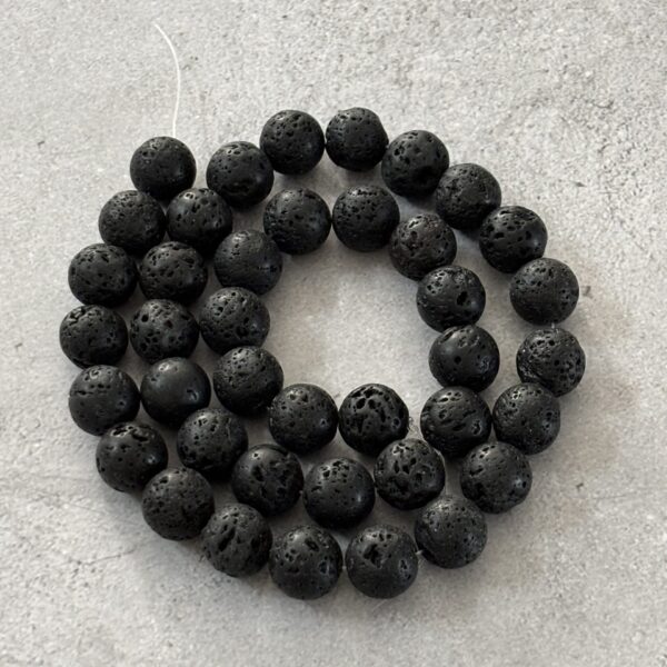 perles rondes 10 mm pierre de lave pour bijoux énergétiques et lithothérapie